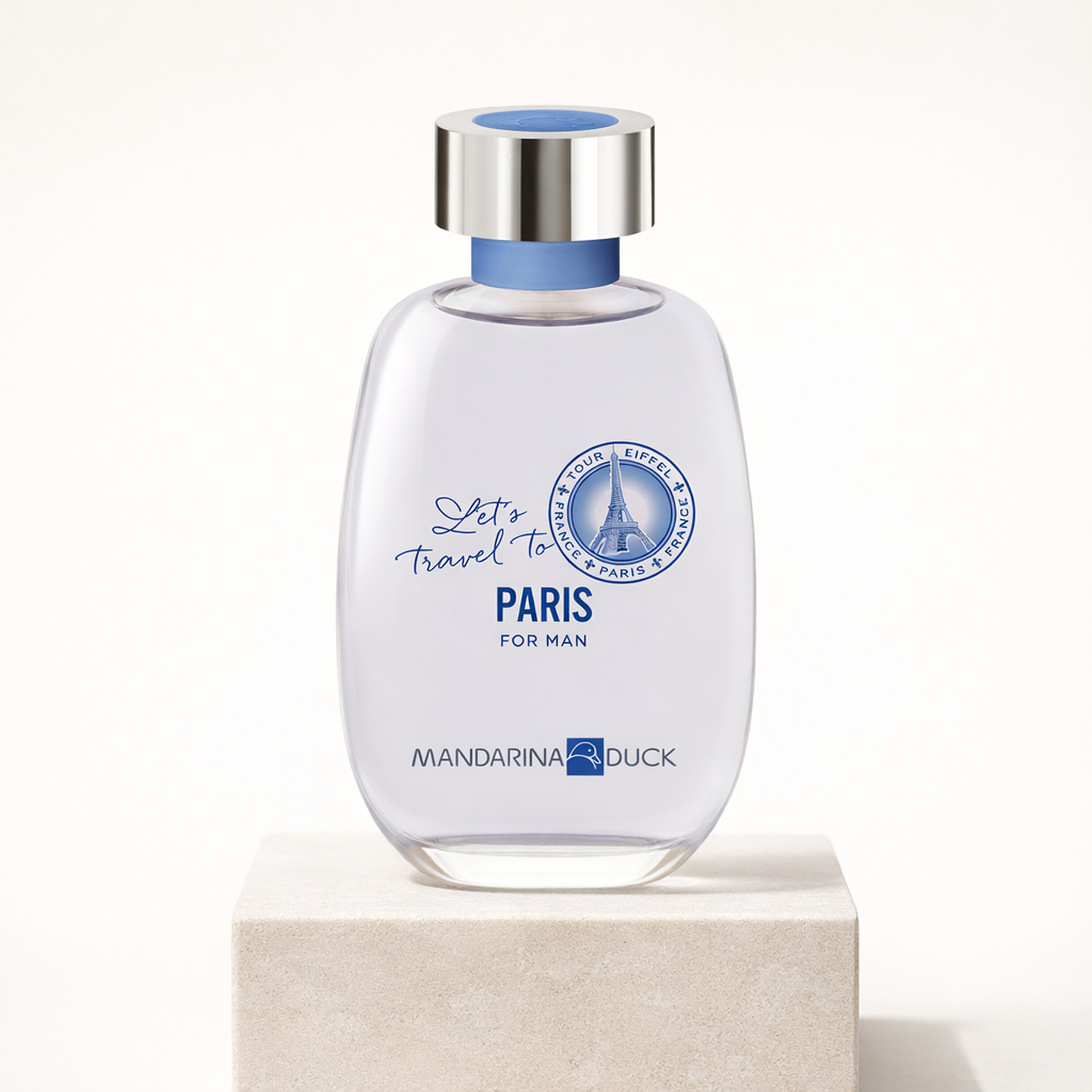 Mandarina Duck Let'S Travel To Paris For Man EDT For Men upright pedestal gallery showcase