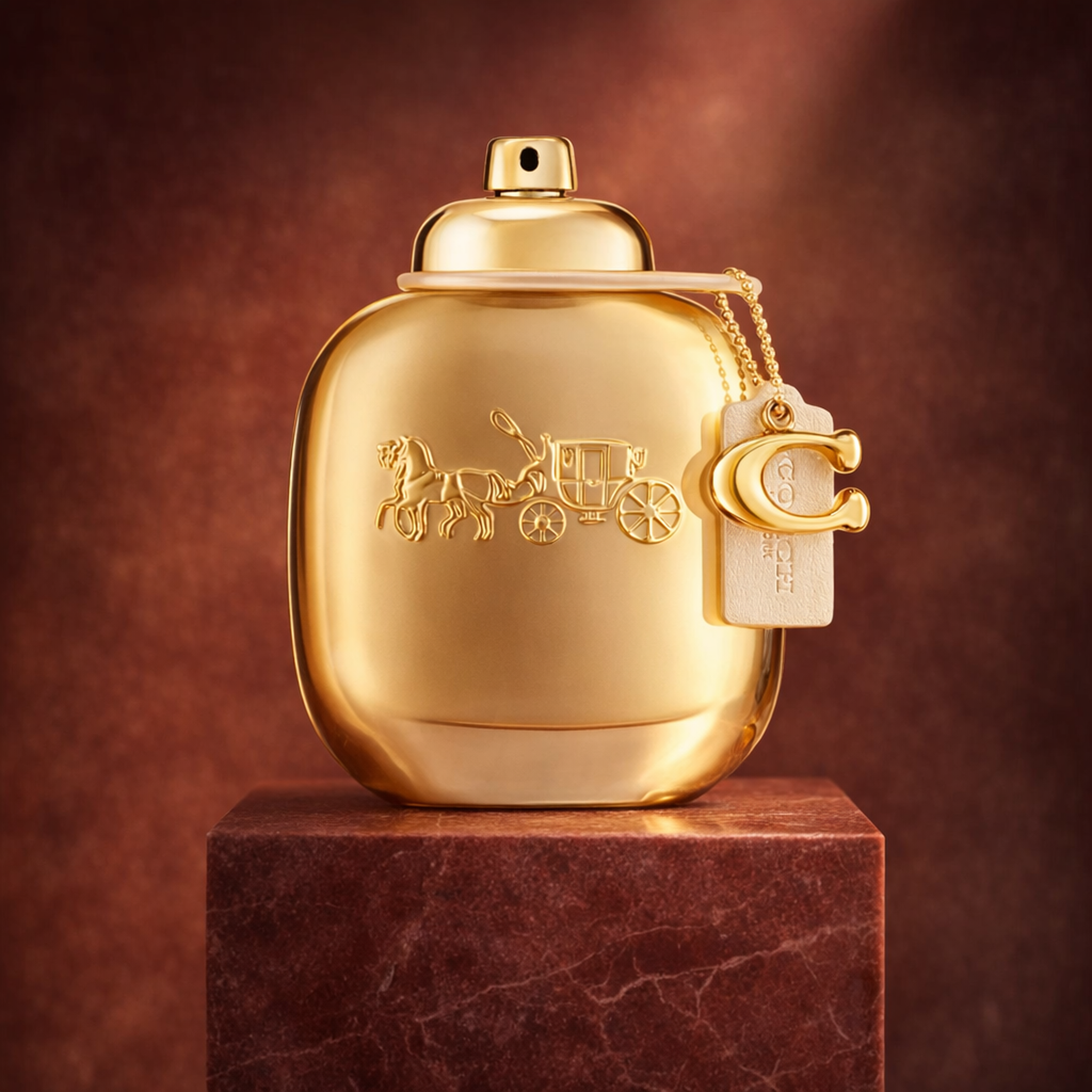 Coach Gold Parfum For Women upright pedestal gallery showcase