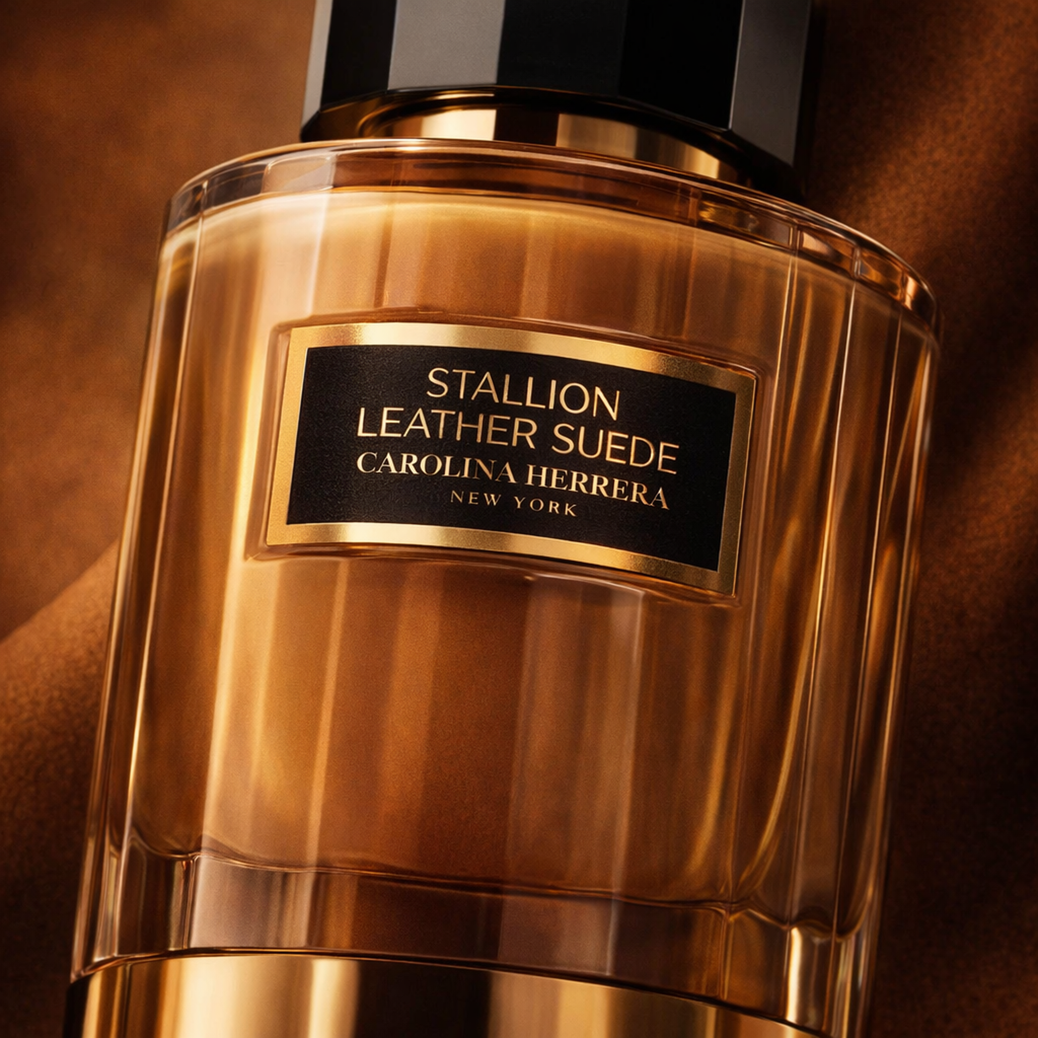 Carolina Herrera Stallion Leather Suede EDP for Men macro label detail gallery showcase