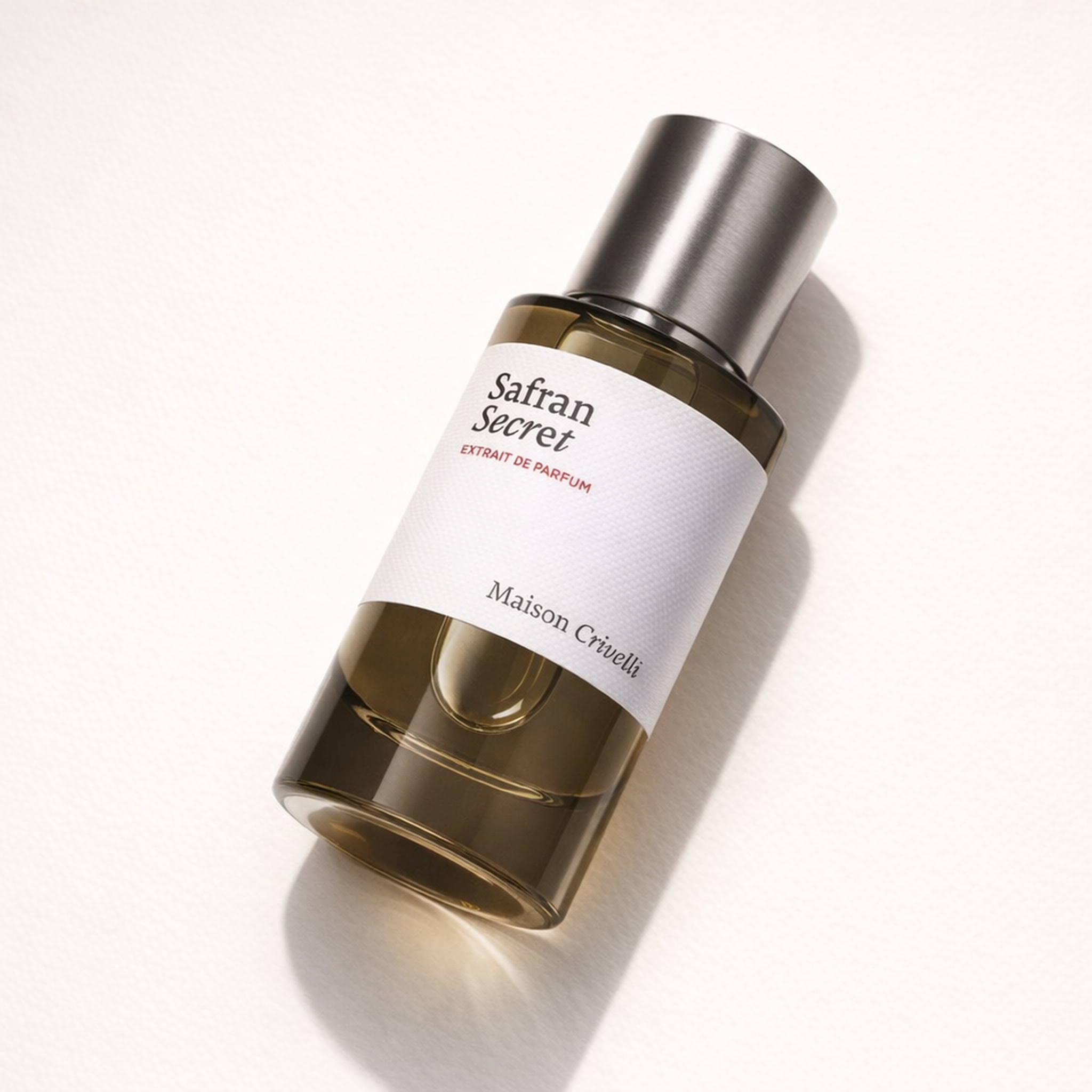 Maison Crivelli Safran Secret Extrait de Parfum angled still-life gallery showcase