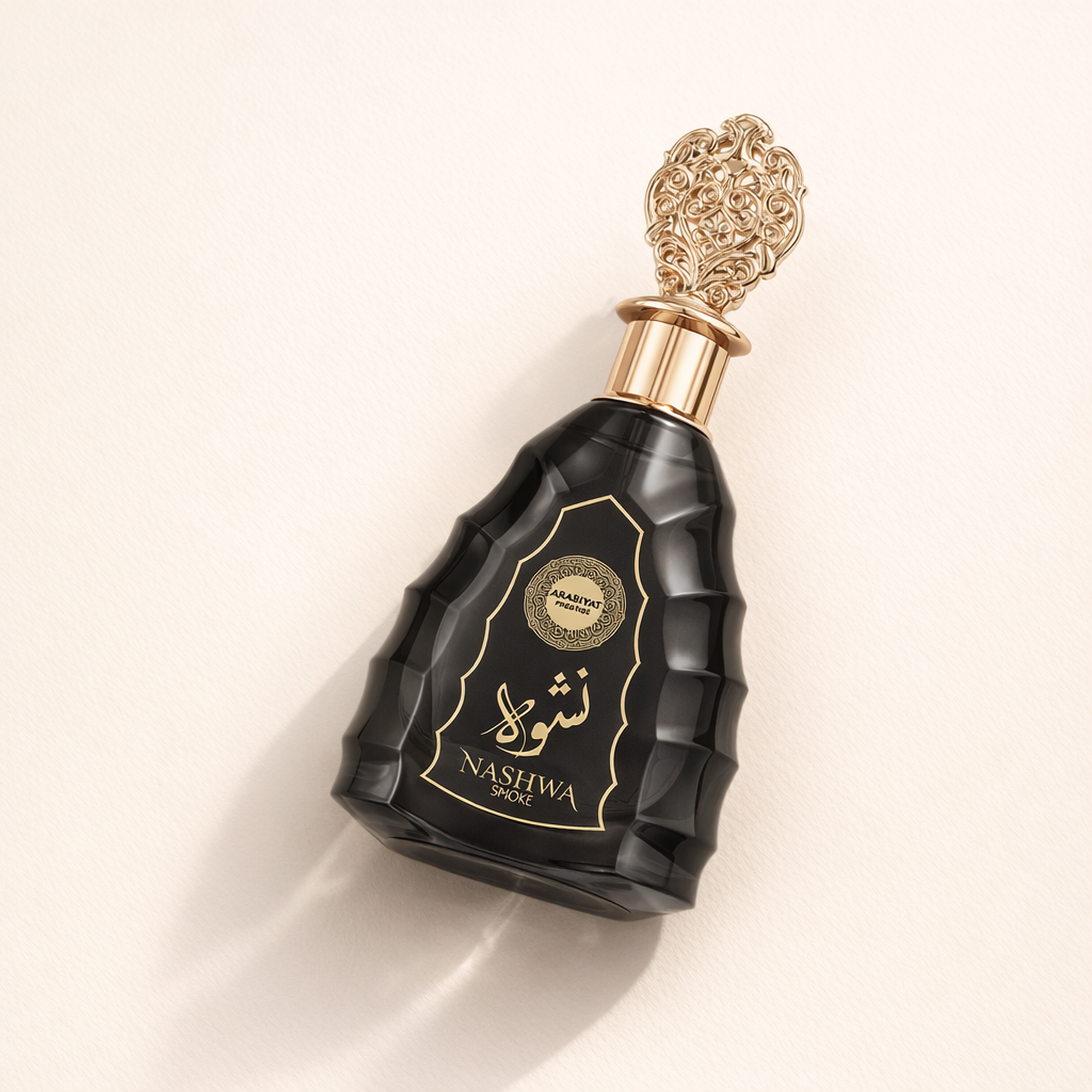 Arabiyat Prestige Nashwa Smoke EDP angled still-life gallery showcase