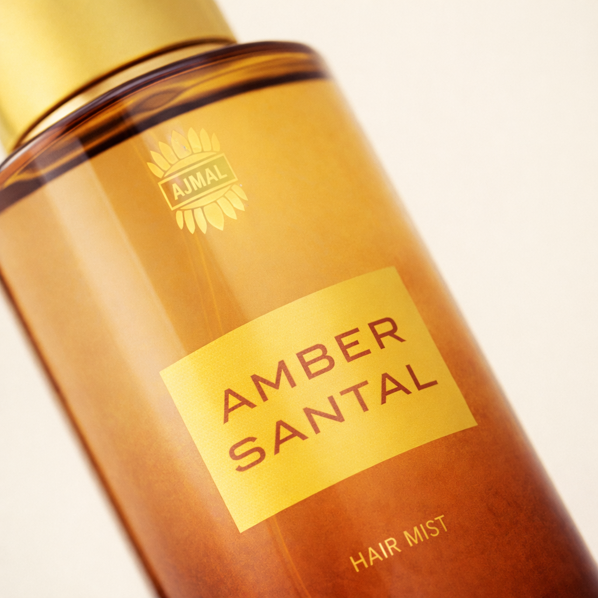 Ajmal Amber Santal Hair Mist macro label detail gallery showcase