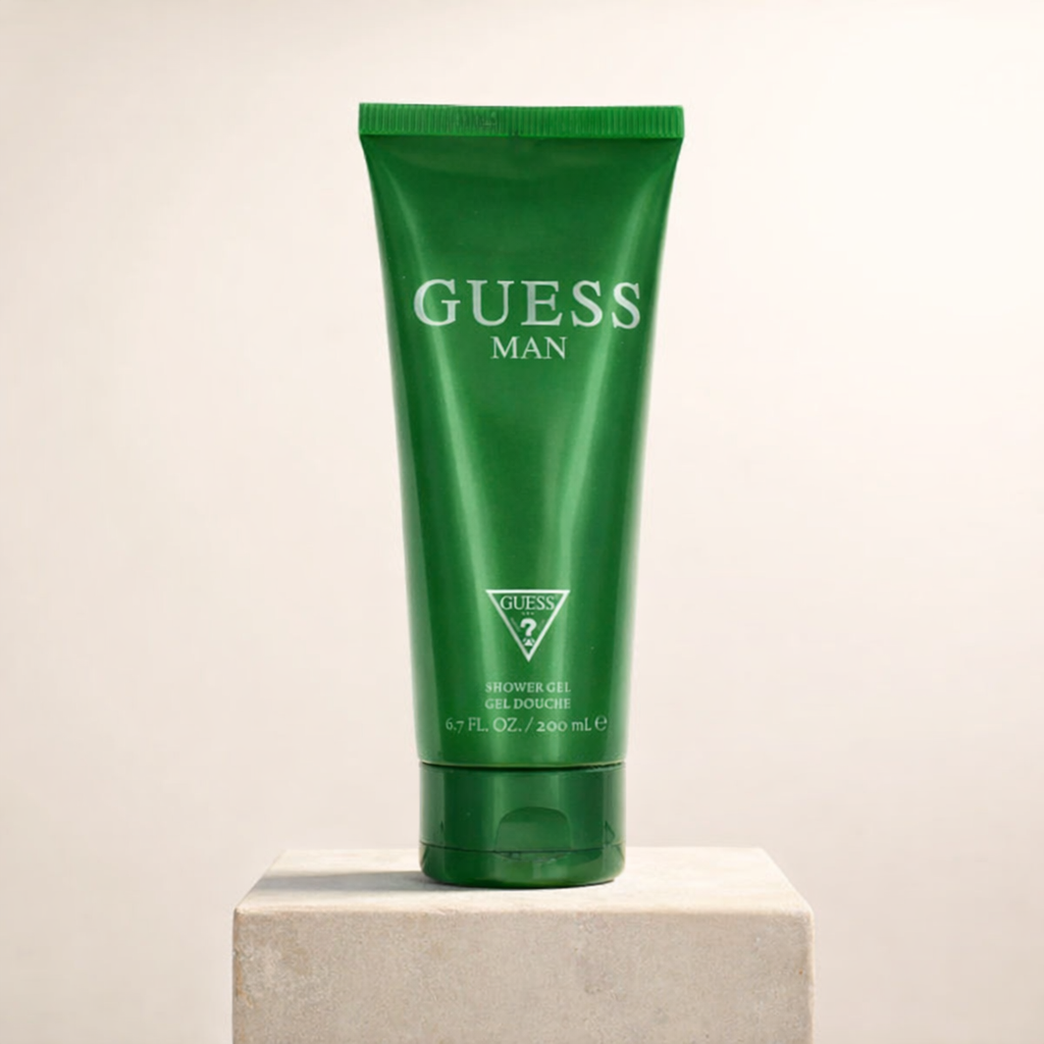 Guess Green Shower Gel upright pedestal gallery showcase