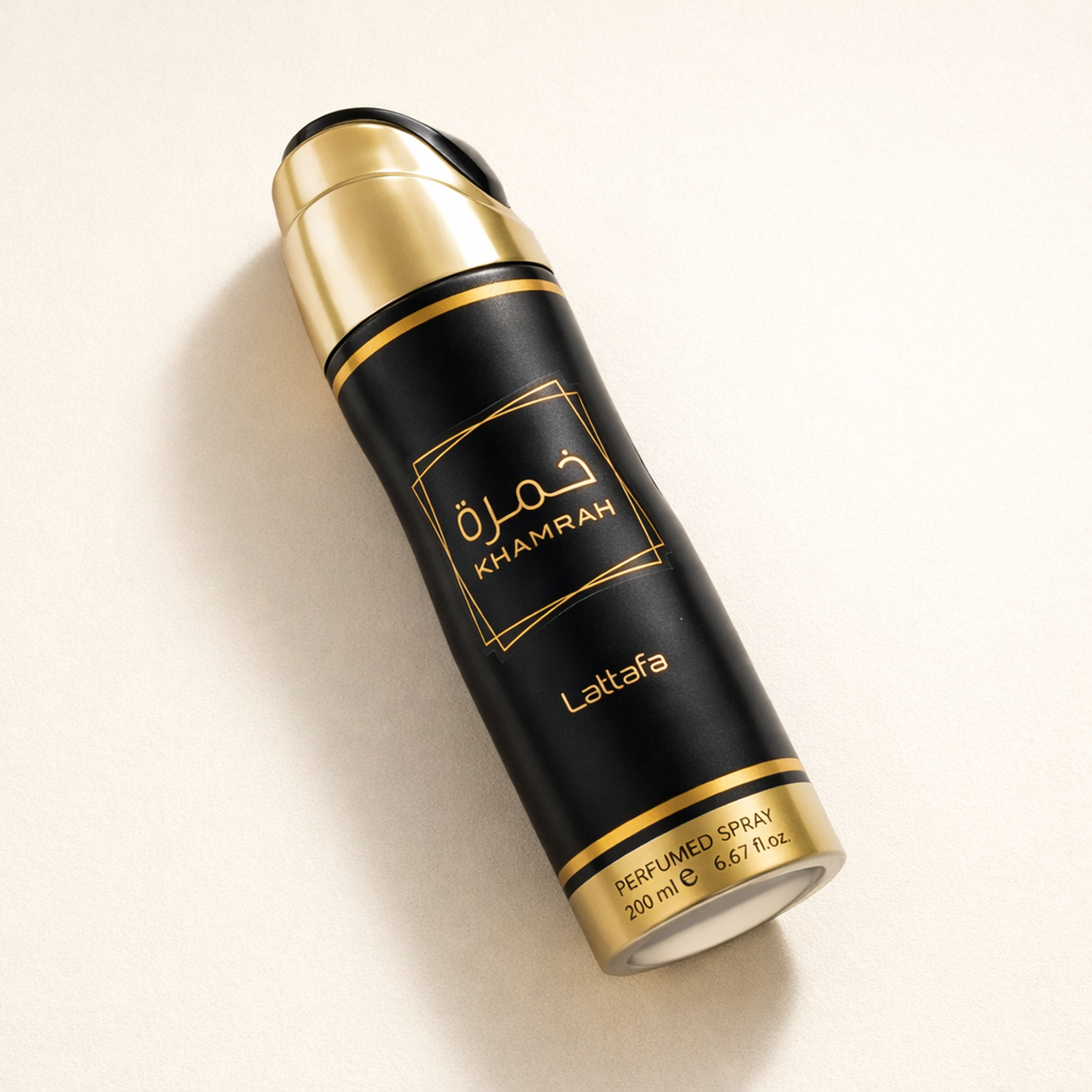 Lattafa Khamrah Deodorant angled still-life gallery showcase