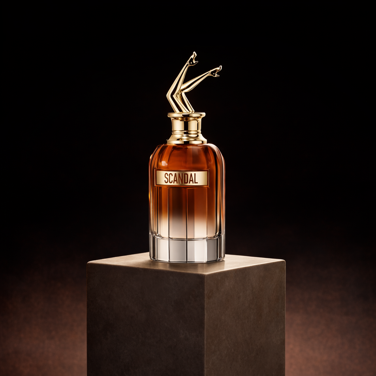 Jean Paul Gaultier Scandal Elixir Parfum For Women upright pedestal gallery showcase