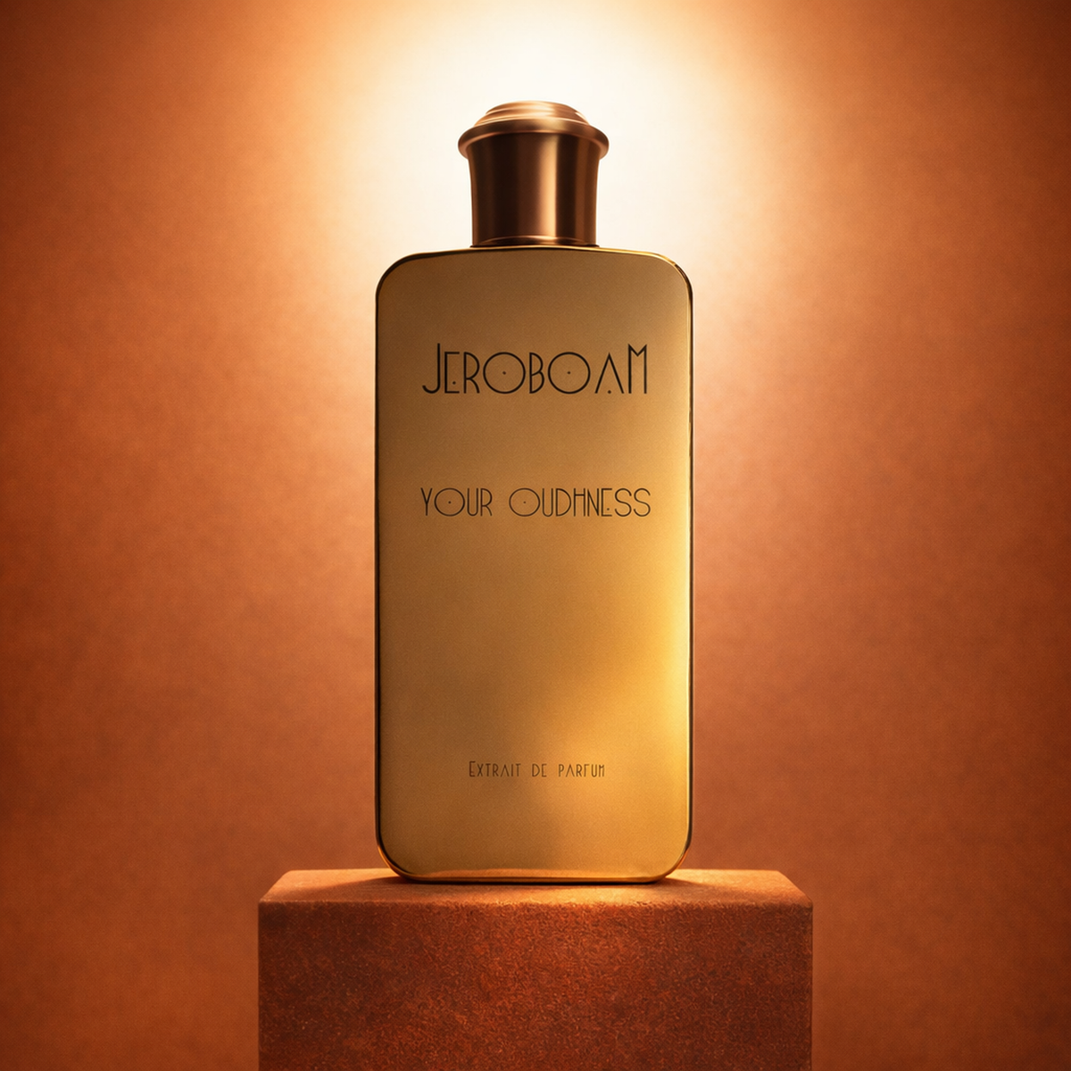 Jeroboam Your Oudhness Extrait de Parfum upright pedestal gallery showcase