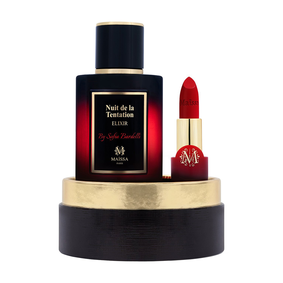 مجموعة أحمر الشفاه Maissa Nuit De La Tentation Elixir EDP للنساء