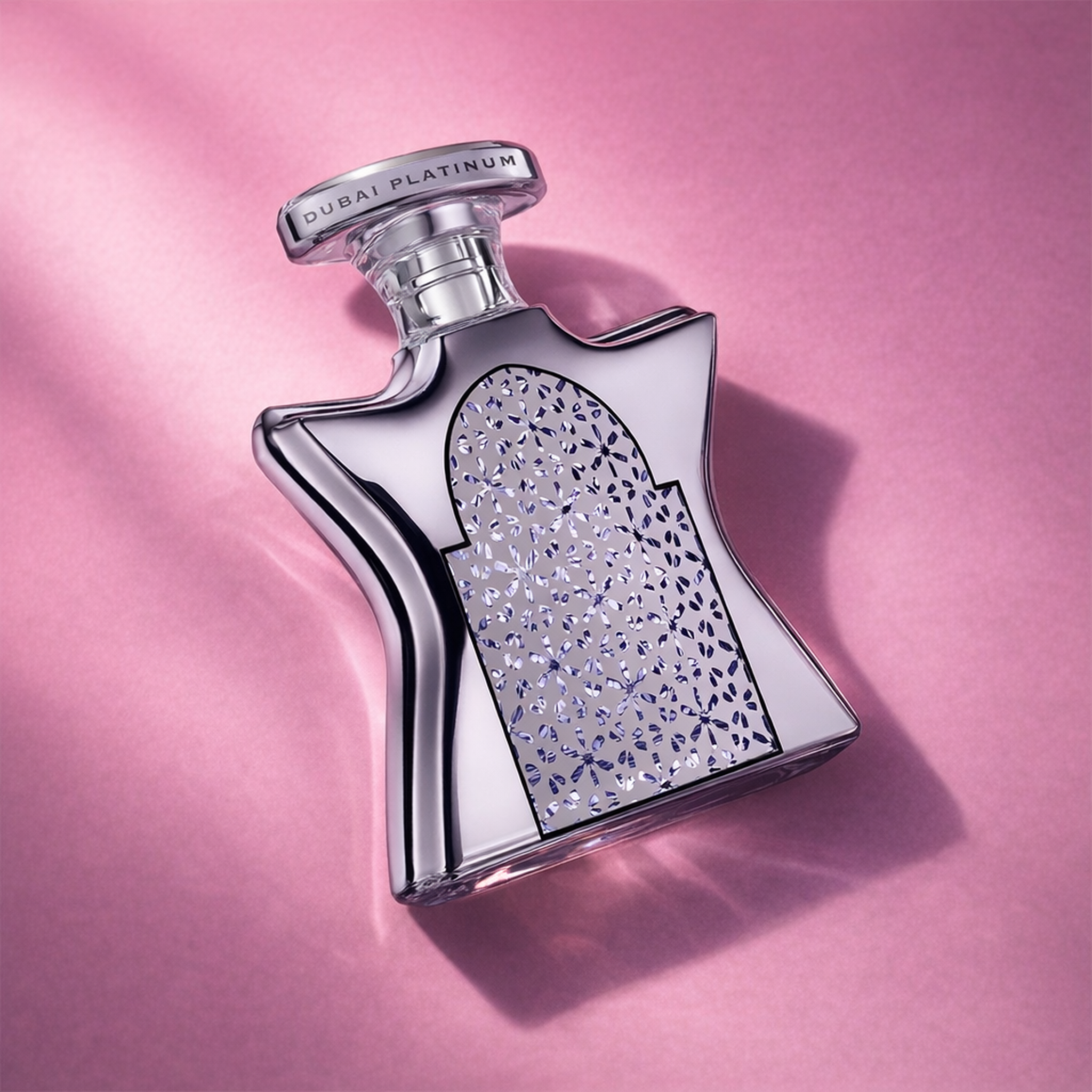 Bond No.9 New York Dubai Platinum EDP angled still-life gallery showcase