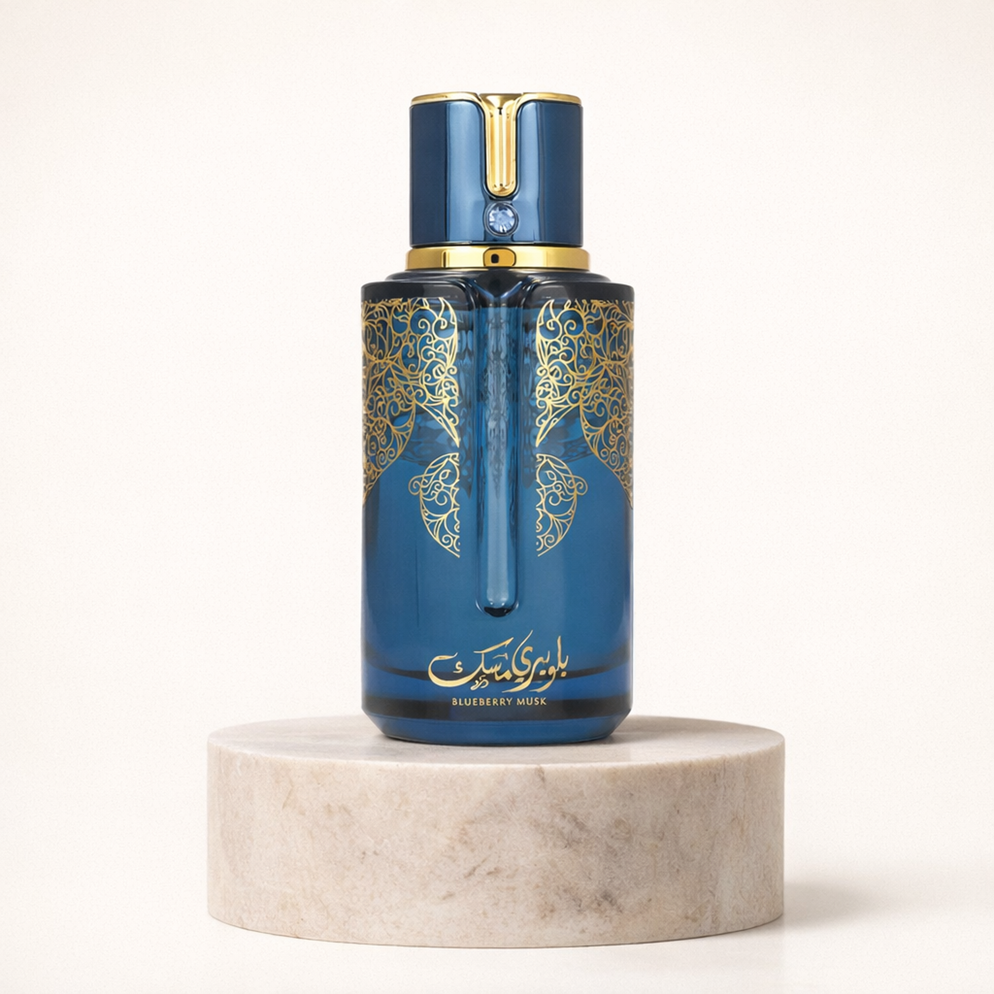 Flavia Musk Collection Midnight Berry Musk EDP upright pedestal gallery showcase