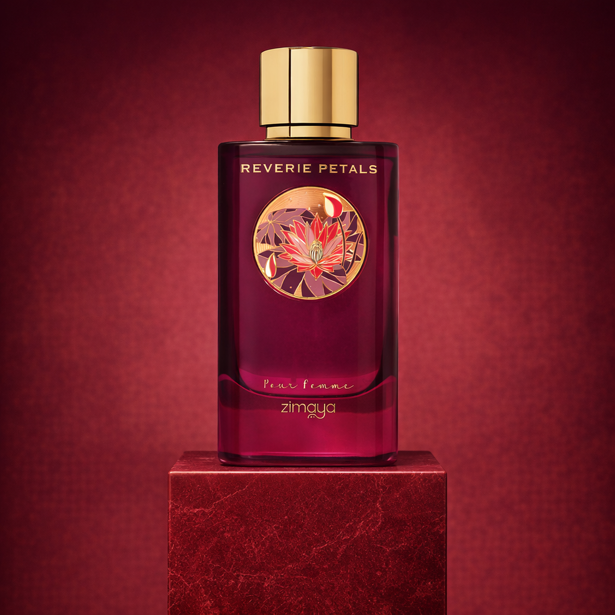 Zimaya Reverie Petals EDP for Women upright pedestal gallery showcase