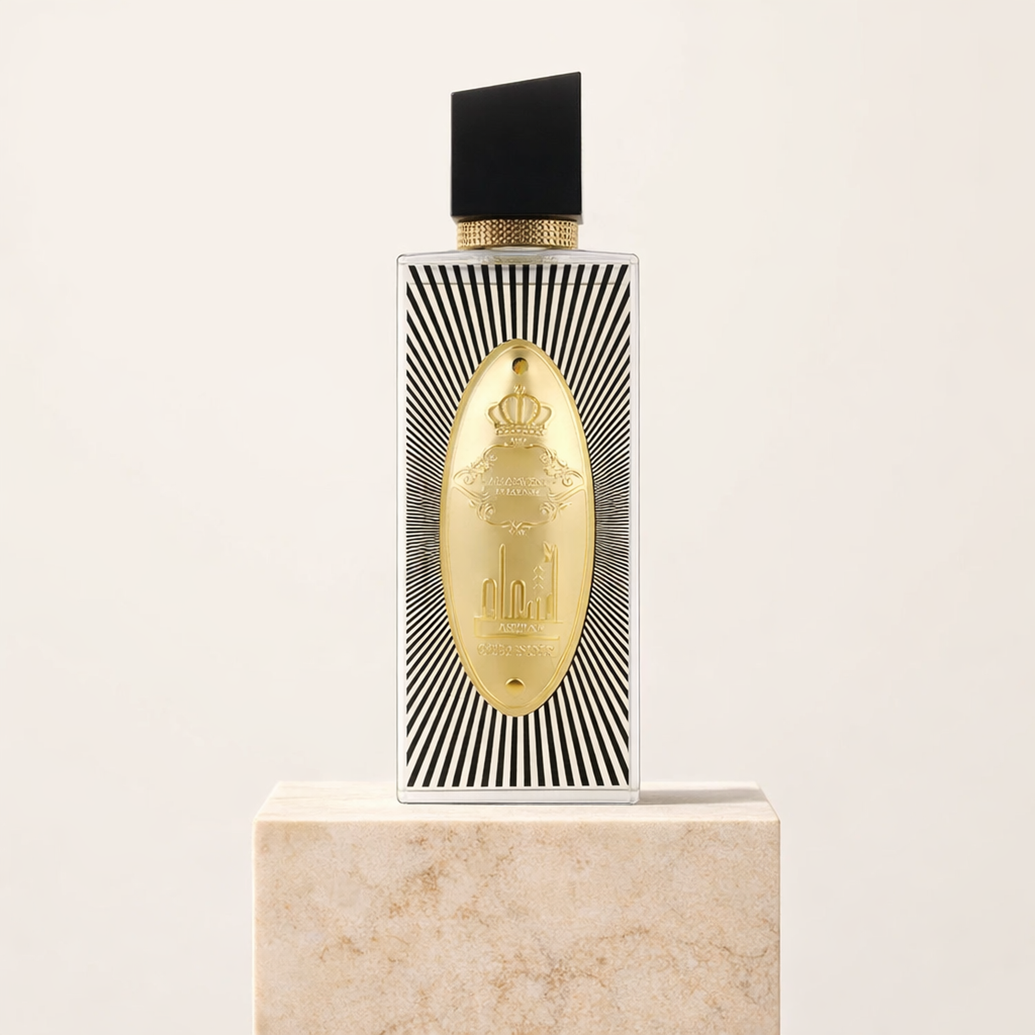 Arabiyat Prestige Ash'aa Oud Noir EDP upright pedestal gallery showcase