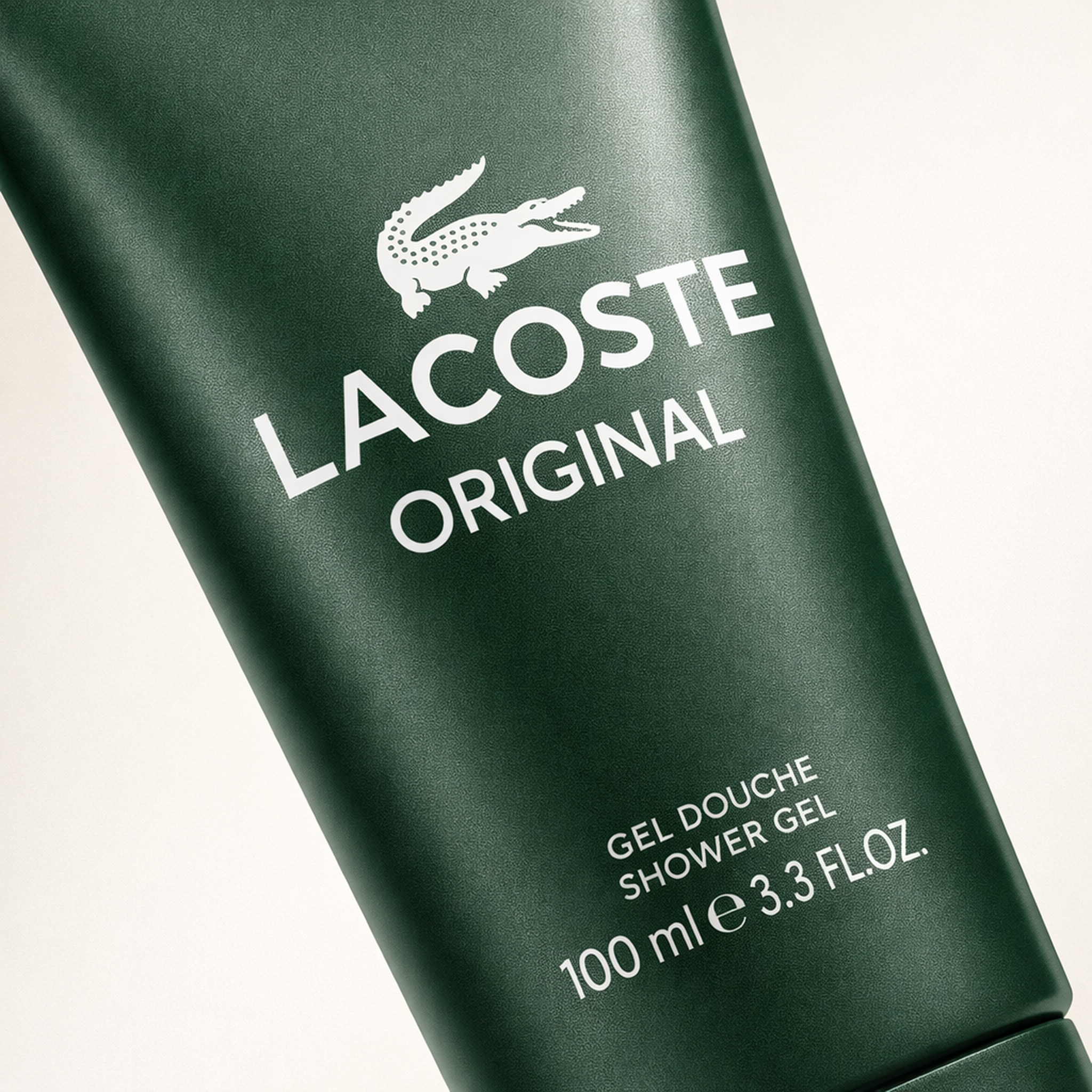 Lacoste Original Shower Gel macro label detail gallery showcase