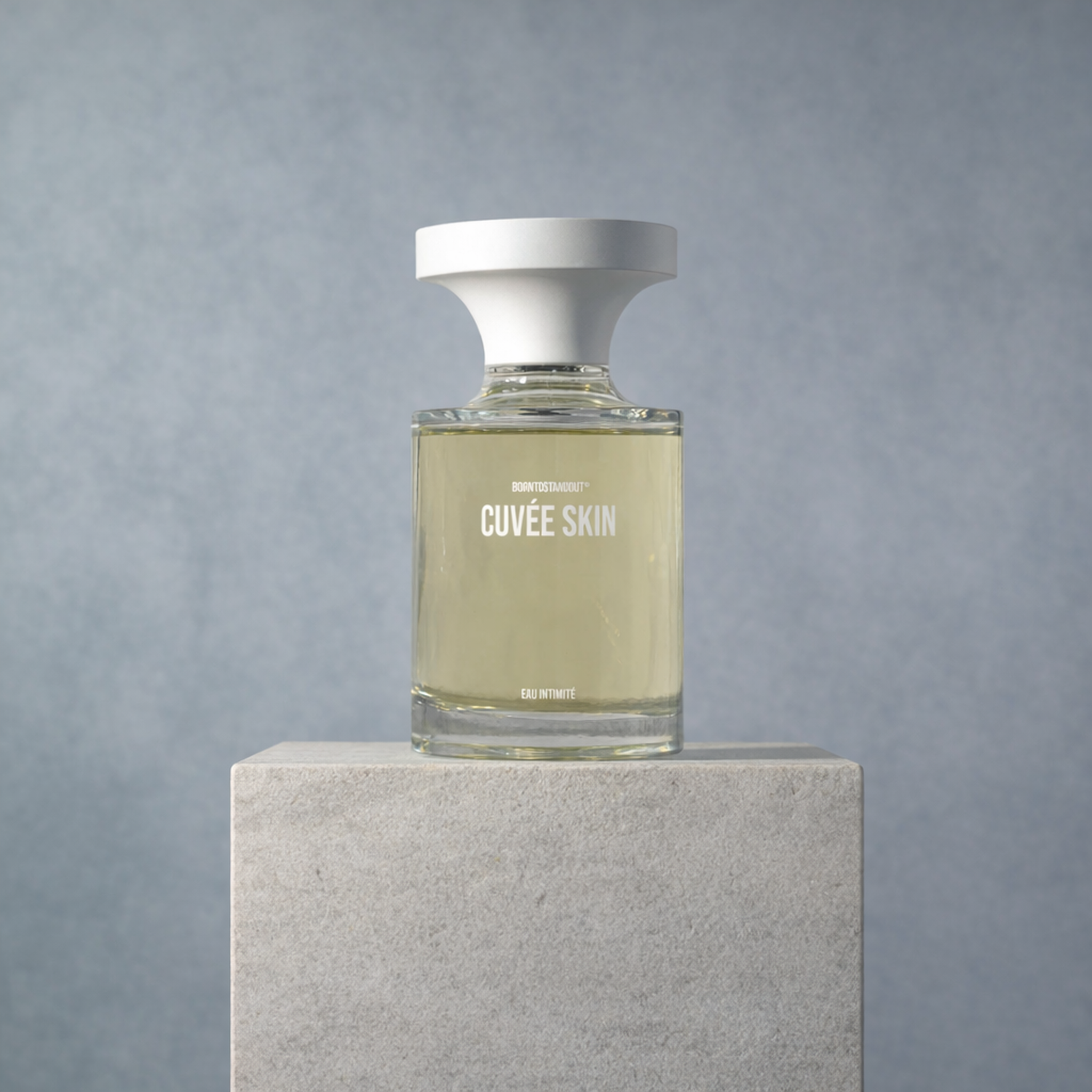 BORNTOSTANDOUT Cuvee Skin Eau Intimite upright pedestal gallery showcase