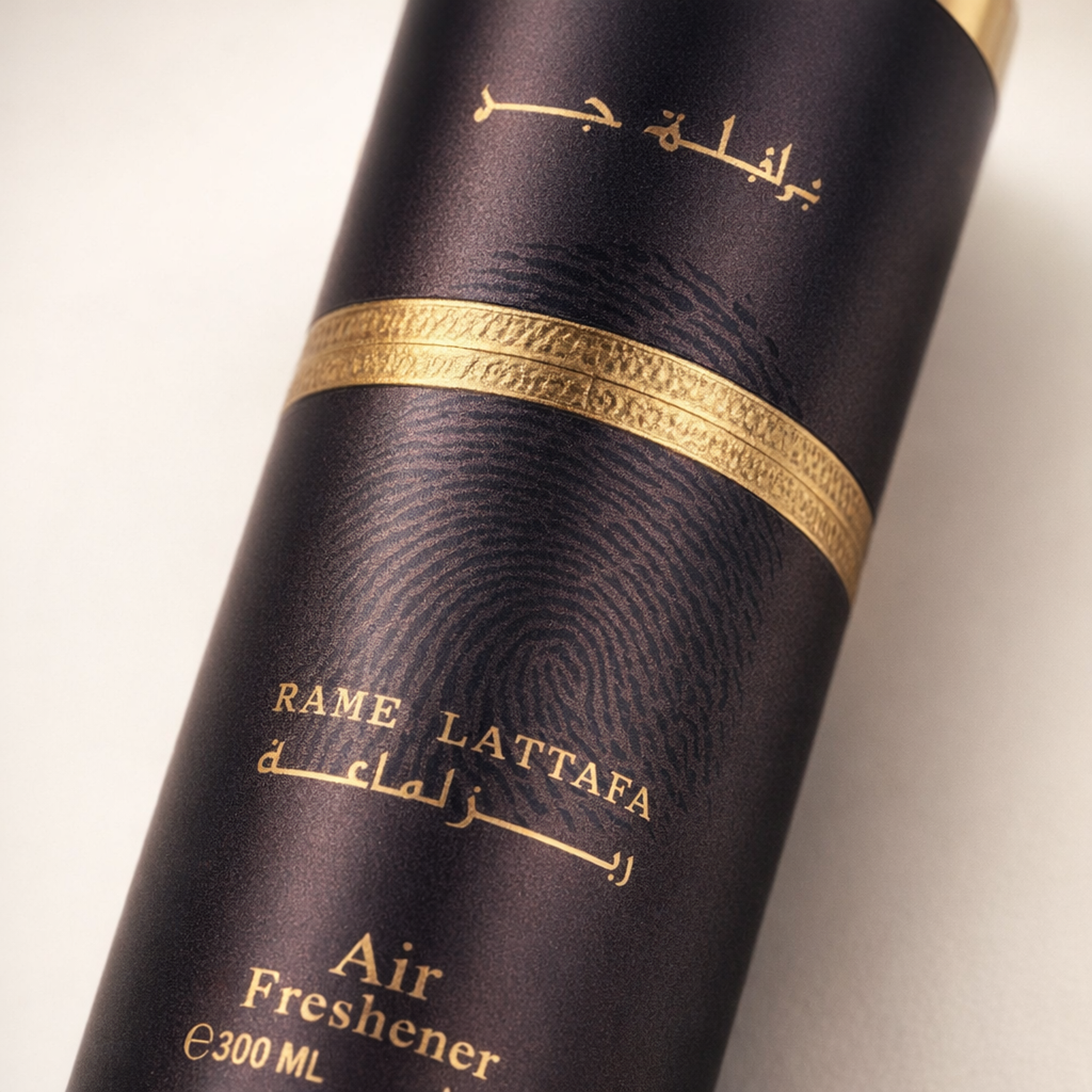 Lattafa Ramz Gold Air Freshener macro label detail gallery showcase