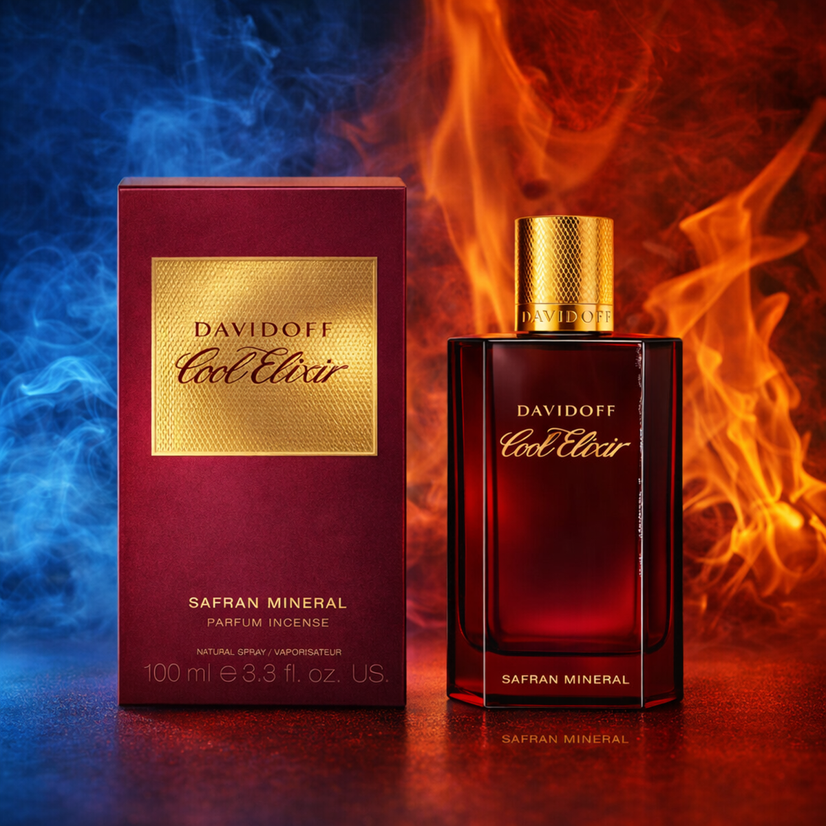 Davidoff Cool Elixir Safran Mineral Parfum Intense For Men packaging product shot gallery showcase