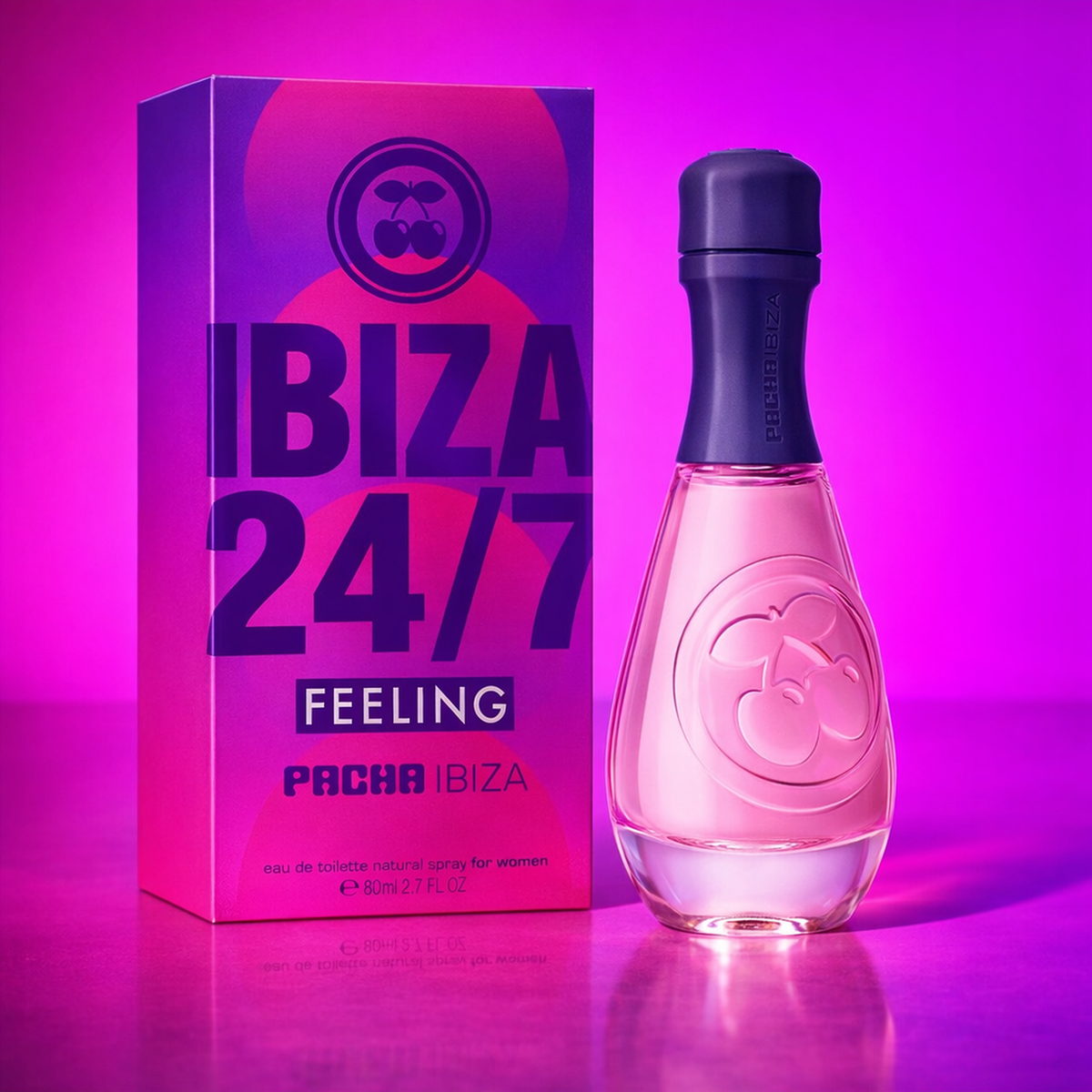Pacha Ibiza 24 7 Feeling EDT For Women packaging product shot gallery showcase